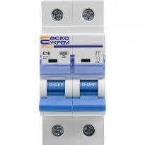 Модульний автоматичний вимикач UTrust 2 полюси 10А тип C 6kА A0010210064 АСКО-УКРЕМ