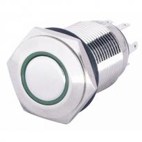 Кнопка металлическая плоская с подсветкой 1NO+1NC зеленая 220V TYJ 16-261 A0140010093 АСКО-УКРЕМ