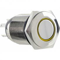 Кнопка металлическая плоская с подсветкой 1NO+1NC желтая 220V TYJ 16-261 A0140010094 АСКО-УКРЕМ