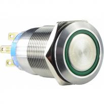 Кнопка металлическая плоская с подсветкой 2NO+2NC зеленая 220V TYJ 19-272 A0140010116 АСКО-УКРЕМ