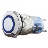 Кнопка металлическая плоская с подсветкой 1NO+1NC синяя 24V TYJ 19-271 A0140010143 АСКО-УКРЕМ
