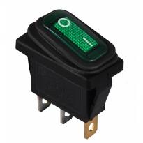 Переключатель 1 клавишный влагоз. зеленый с подсветкой KCD3-101NW GR/B 220V 1NO A0140040035 АСКО-УКРЕМ