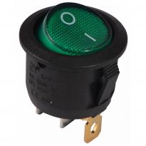 Переключатель 1 клавишный зеленый круглый с подсветкой KCD1-5-101N GR/B 220V 1NO A0140040072 АСКО-УКРЕМ