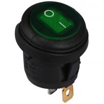 Переключатель 1 клавишный круглый влагоз. зеленый с подсветкой KCD1-5-101NW GR/B 220V 1NO A0140040075 АСКО-УКРЕМ