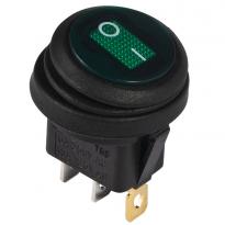 Переключатель 1 клавишный круглый влагоз. зеленый с подсветкой KCD1-8-101NW GR/B 220V 1NO A0140040078 АСКО-УКРЕМ