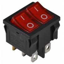 Переключатель 2 клавишный красный с подсветкой KCD1-6-2101N R/B 220V 1NO+1NO A0140040084 АСКО-УКРЕМ