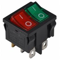 Переключатель 2 клавишный зеленый+красный с подсветкой KCD1-6-2101N GR+R/B 220V 1NO+1NO A0140040085 АСКО-УКРЕМ