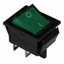 Переключатель 1 клавишный зеленый с подсветкой KCD2-201N GR/B 220V 2NO A0140040102 АСКО-УКРЕМ