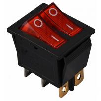 Переключатель 2 клавишный красный с подсветкой KCD2-2101N R/B 220V 1NO+1NO A0140040109 АСКО-УКРЕМ