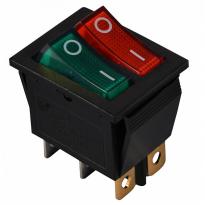 Переключатель 2 клавишный зеленый+красный с подсветкой KCD2-2101N GR+R/B 220V 1NO+1NO A0140040111 АСКО-УКРЕМ
