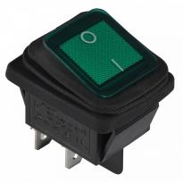 Переключатель 1 клавишный влагоз. зеленый с подсветкой KCD2-201NW GR/B 220V 2NO A0140040115 АСКО-УКРЕМ