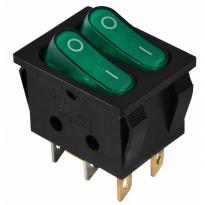 Переключатель 2 клавишный зеленый с подсветкой KCD2-5-2101N GR/B 220V 1NO+1NO A0140040118 АСКО-УКРЕМ