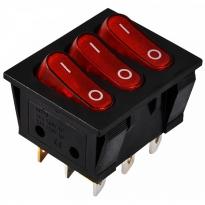 Переключатель 3 клавишный красный с подсветкой KCD2-3101N R/B 220V 3NO A0140040120 АСКО-УКРЕМ