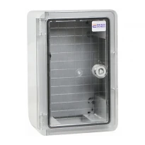 Ударопрочный шкаф навесной из АБС-пластика с монтажной панелью прозрачная дверца 200x300x130мм IP65 серый серии UBox A0270010025 АСКО-УКРЕМ