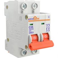 Автоматический выключатель ECO 2 полюса тип C 25A 4,5kA ECO010020005 ECOHOME