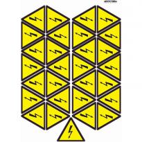 Самоклеюча етикетка "Знак - Небезпека ураження електричним струмом" жовта 80мм (на аркуші 29 шт) SES01006 АСКО-УКРЕМ