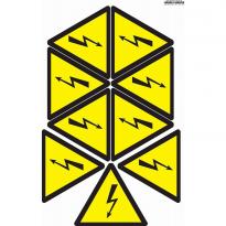 Самоклеюча етикетка "Знак - Небезпека ураження електричним струмом" жовта 130мм (на аркуші 9 шт) SES01008 АСКО-УКРЕМ