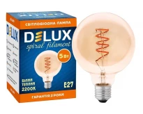 Cветодиодная лампа G95 5W 2200K 220V E27 amber filament spiral 90018166 Delux