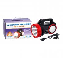 Светильник светодиодный аварийный REL-103 10W 4V 6Ah 20LED красно-черный 90018289 Delux