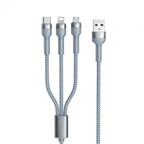 Кабель Jany Series 3в1 USB to Type-C/Lightning/Micro-USB срібний RC-124TH Remax