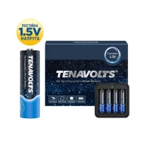 Комплект аккумулятор литиевый AA 1850mAh 1.5V 4шт. с зарядным устройством 0717 Tenavolts