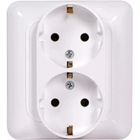 Розетка з заземленням подвійна 220V S 16A 2P+PE серія TAREL біла 217 ENEXT
