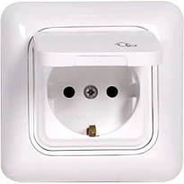 Розетка з заземленням з кришкою 220V S 16A 2P+PE серія TAREL біла 220 ENEXT