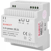 Блок живлення на DIN-рейку e.m-power.30.24 30W DC24V i083003 ENEXT