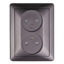 Комплект e.lux.1222L.2gz.anthracite розетки подвійної без заземлення "антрацит" серія LUX ins0040068 ENEXT