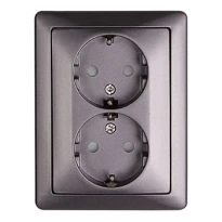 Комплект e.lux.1232L.2gz.anthracite розетки подвійної з заземленням SHUKO "антрацит" серія LUX ins0040072 ENEXT