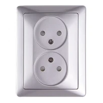 Комплект e.lux.1222L.2gz.aluminium розетки подвійної без заземлення "алюміній" серія LUX ins0040105 ENEXT