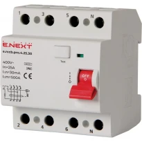 УЗО 25A 30mA 6kA 4 полюса тип AC p003018 e.rccb.pro.4 E.NEXT