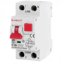 Дифавтомат 16A 10mA 6kA 2 полюса тип C тип A p0720003 e.rcbo.pro.2 E.NEXT