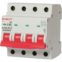Автоматичний вимикач 10A 4,5kA 4 полюси тип C e.mcb.stand.45.4.C10 s002046 E.NEXT