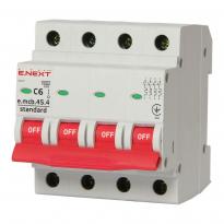 Автоматичний вимикач e.mcb.stand.45.4.C6 4 полюси 6А тип C 4,5 кА s002060 ENEXT