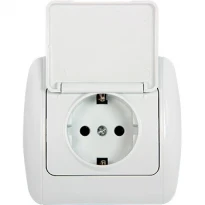 Розетка с заземлением e.install.stand.810С с крышкой с рамкой серия STANDARD NEW белая s035028 ENEXT
