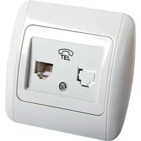 Розетка телефонная e.install.stand.814P1 одинарная с рамкой серия STANDARD NEW белая s035030 ENEXT