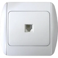 Розетка телефонна e.install.stand.814P1+f.cer одинарна з рамкою серія STANDART CER біла s035043c ENEXT