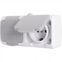 Розетка двойная e.aqua.1232.gr с заземлением для внешнего монтажа IP54 серый s035067 ENEXT