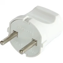 Вилка бытовая прямая e.plug.001.10 2К без заземления 10A белая s9100001 E.NEXT