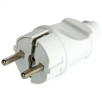 Вилка бытовая прямая e.plug.straight.003.16 2К с заземлением 16A белая s9100002 E.NEXT
