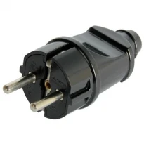 Вилка бытовая прямая e.plug.straight.004.16 2К с заземлением 16A черная s9100003 E.NEXT