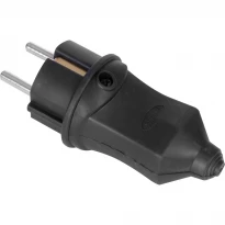 Вилка бытовая каучуковая прямая e.plug.rubber.028.16 2К с заземлением 16A черная s9100023 E.NEXT