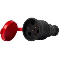 Силовая розетка переносная с защитной крышкой каучуковая e.socket.rubber.031.25 с заземлением 4К 25A s9100029 E.NEXT