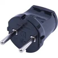 Вилка бытовая прямая e.plug.002.10 2К без заземления 10A черная s9100045 E.NEXT