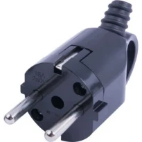 Вилка бытовая с ручкой угловая e.plug.angle.006.16 2К с заземлением 16A черная s9100047 E.NEXT