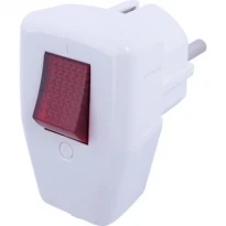 Вилка бытовая с выключателем угловая e.plug.angle.008.16 2К с заземлением 16A белая s9100048 E.NEXT