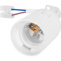Патрон пластиковый подвесной Е27 e.lamp socket pendant.E27.pl.white с кабелем 15см и клеммной колодкой белый s9100057 ENEXT