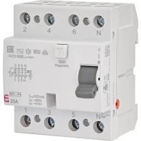 УЗО EFI-P4 AC 25/0.1 25A 100mA 10kA тип AC 3 полюса+N 002061621 ETI