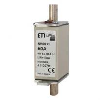 Предохранитель плавкий ножевой NH000 gBat 50A/80V DC 50kA для защиты аккумуляторных батарей 004110079 ETI